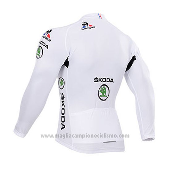 2015 Abbigliamento Ciclismo Tour de France Bianco Manica Lunga e Salopette